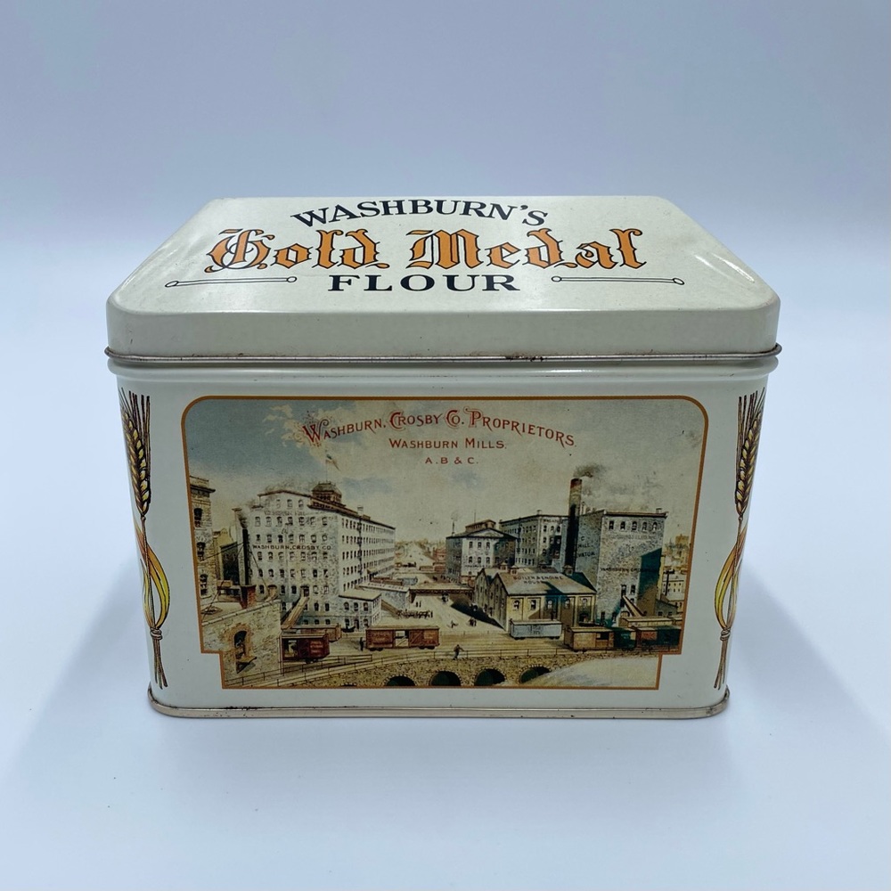 Vintage General Mills Washburn's Gold Medal Flour Recipe Box Tin With Cards
